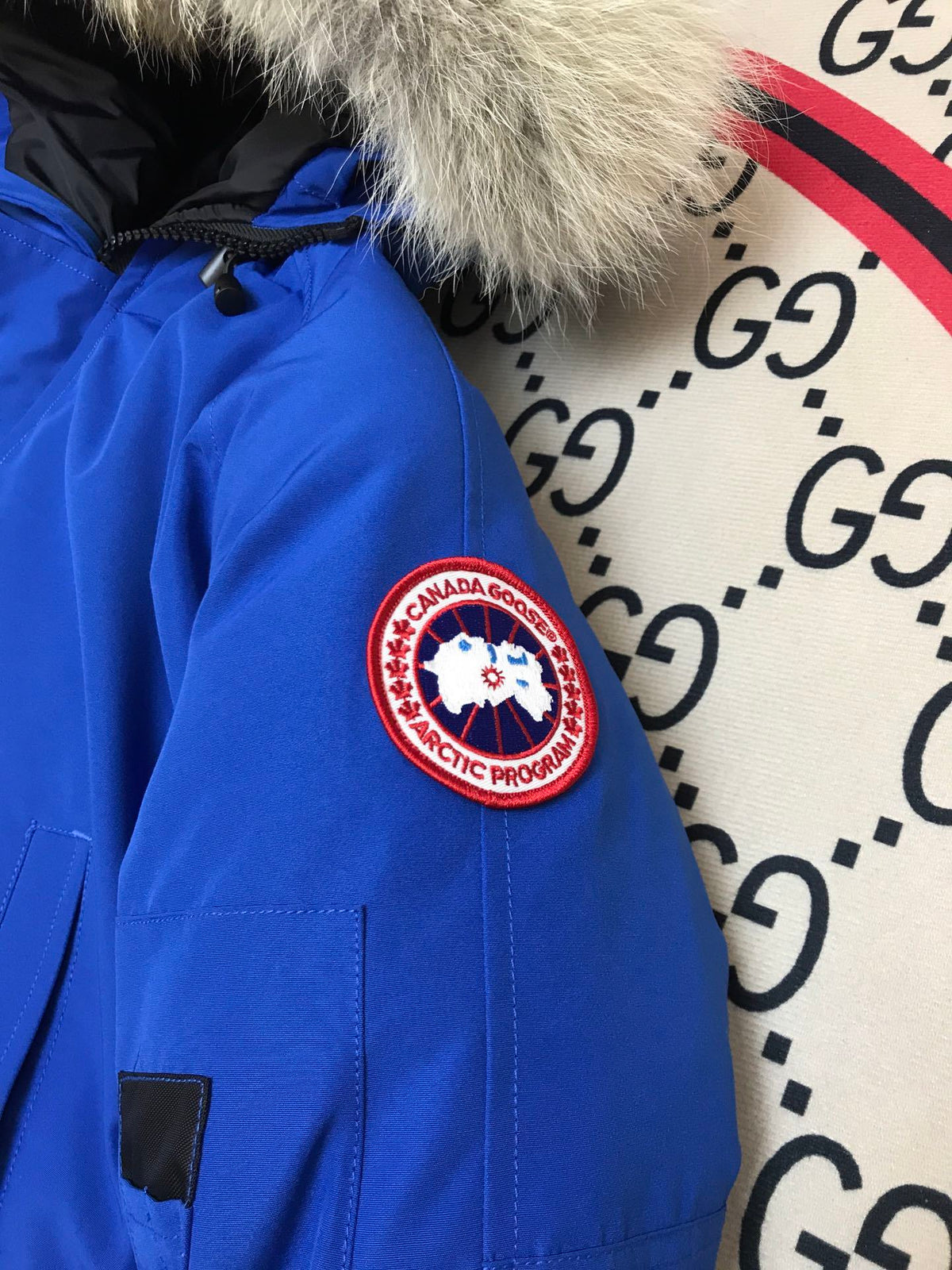 Canada Goose Chilliwack Bomber Down Jacket Royal Blue Fur Hood