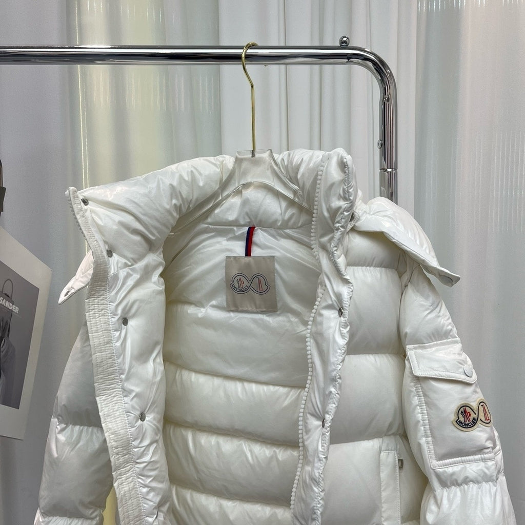 Moncler x 7 Moncler FRGMT Hiroshi Fujiwara Down Jacket White Gloss Shell Dual Badge