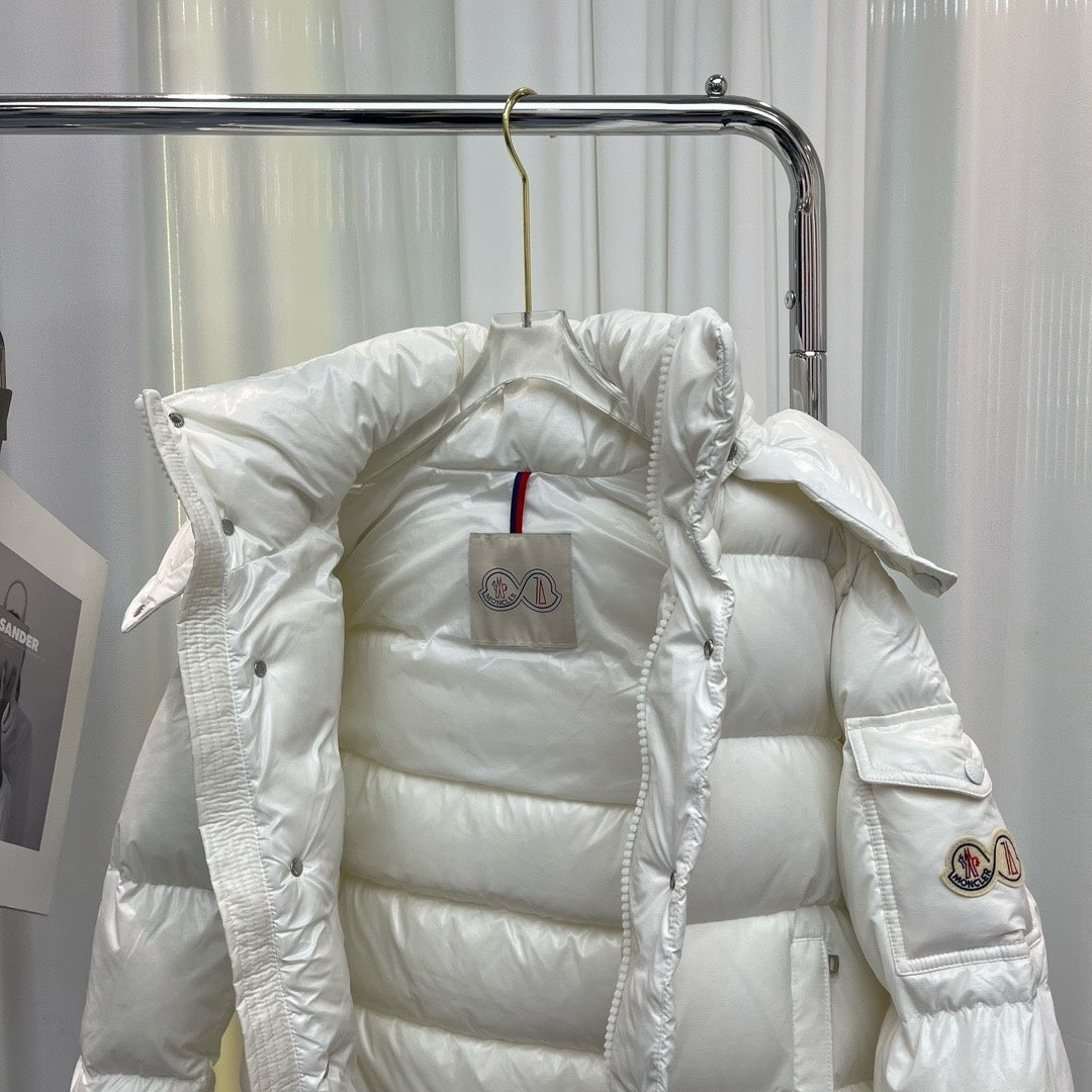 Moncler x 7 Moncler FRGMT Hiroshi Fujiwara Down Jacket White Gloss Shell Dual Badge