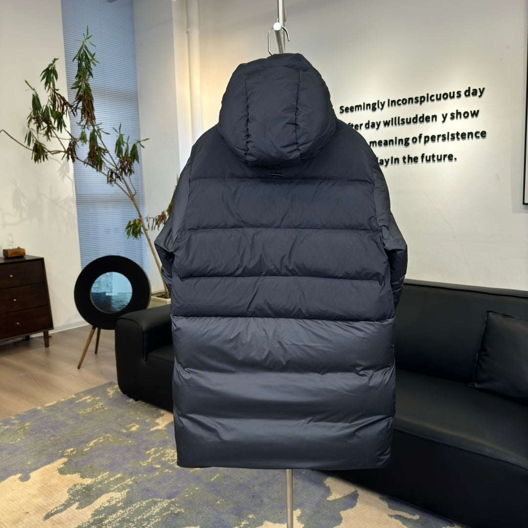 Moncler Montclar Long Hooded Down Jacket Navy Black
