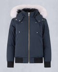 Moose Knuckles Kids Navy Blue White Fox Fur Hood Bomber Down Jacket