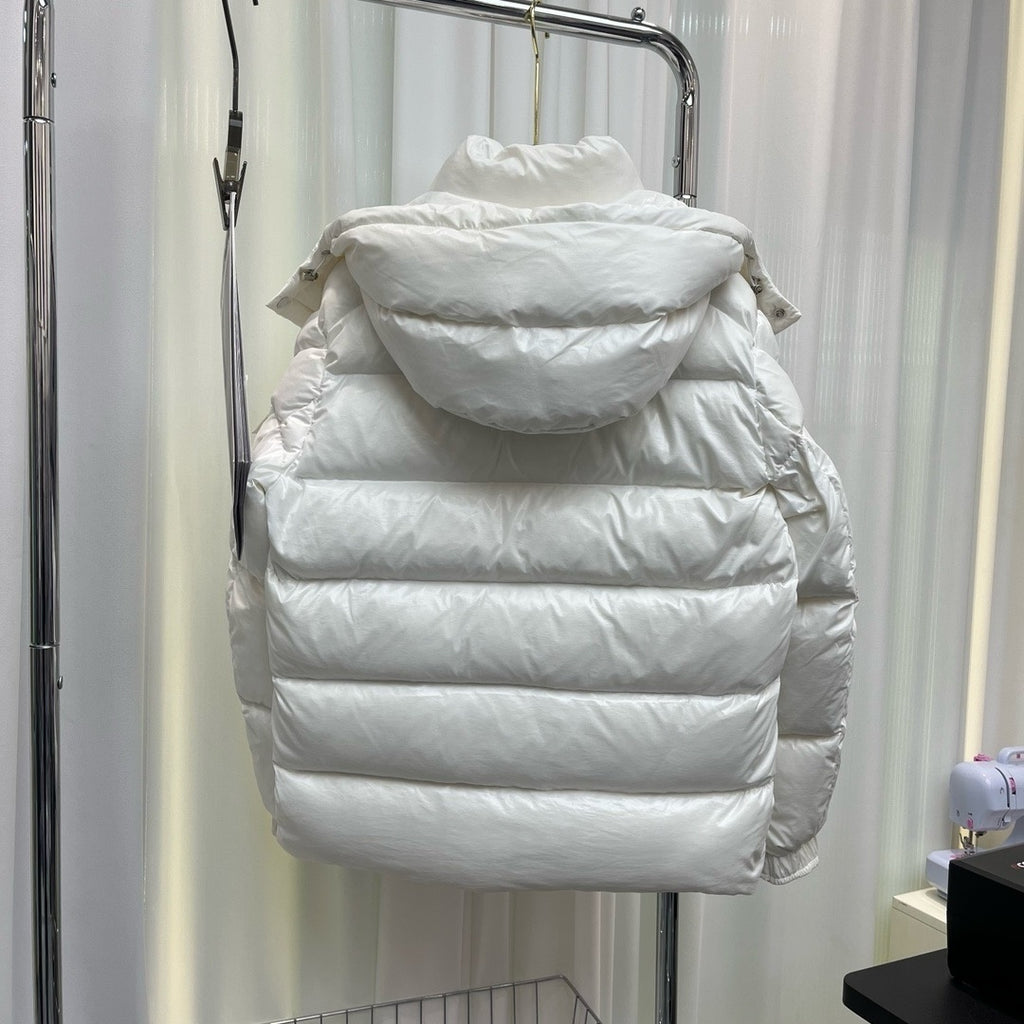 Moncler x 7 Moncler FRGMT Hiroshi Fujiwara Down Jacket White Gloss Shell Dual Badge
