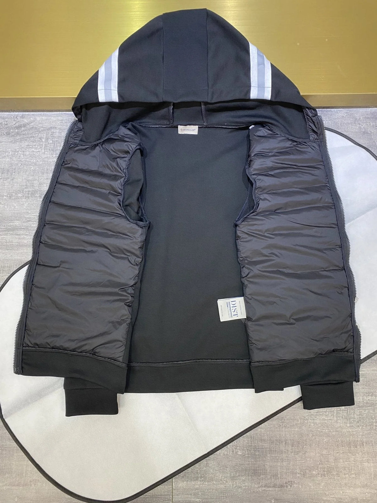 Moncler Black Down Cardigan Hoodie Hybrid Jacket