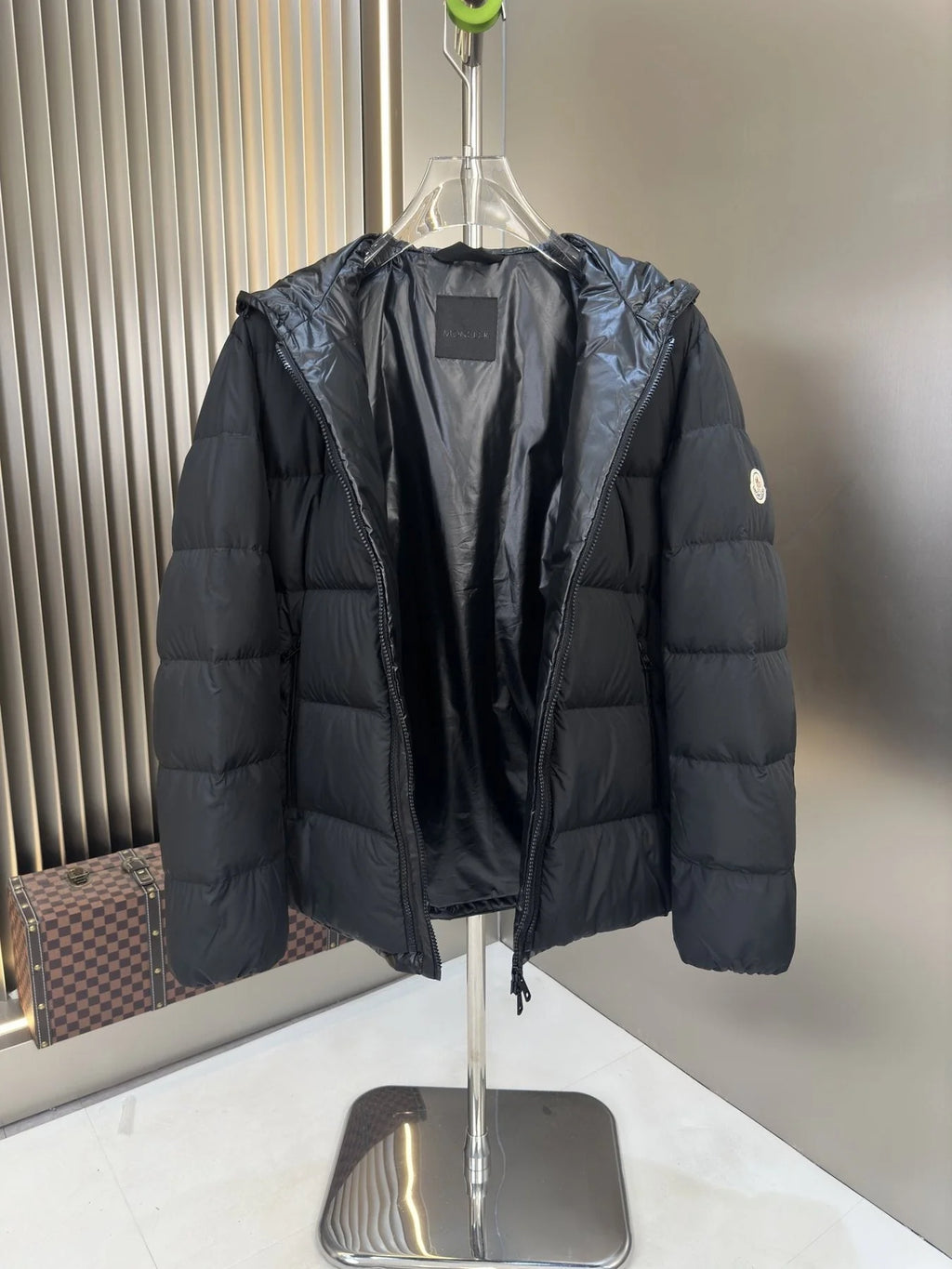 Moncler Black Collarless Puffer Down Jacket