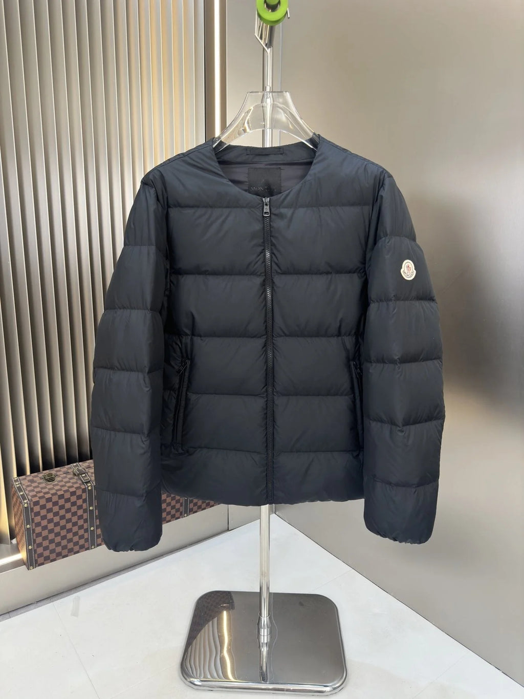 Moncler Black Collarless Puffer Down Jacket