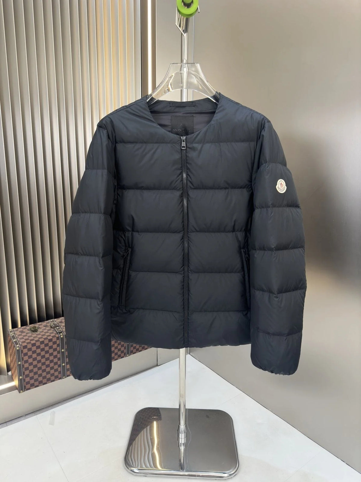 Moncler Black Collarless Puffer Down Jacket