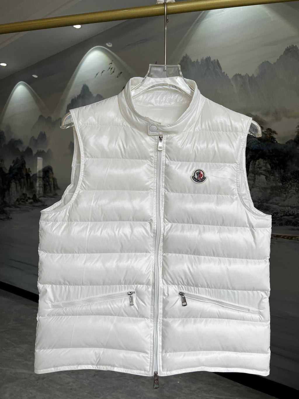 Moncler White Gui Quilted Down Vest
