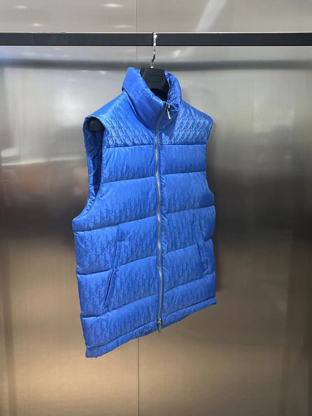 Dior Blue Oblique Jacquard Quilted Down Vest