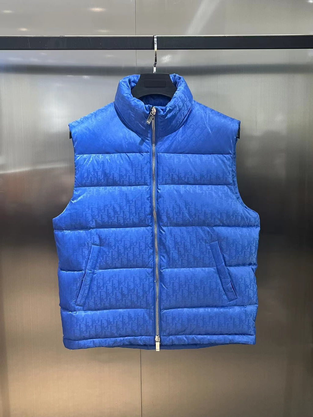 Dior Blue Oblique Jacquard Quilted Down Vest