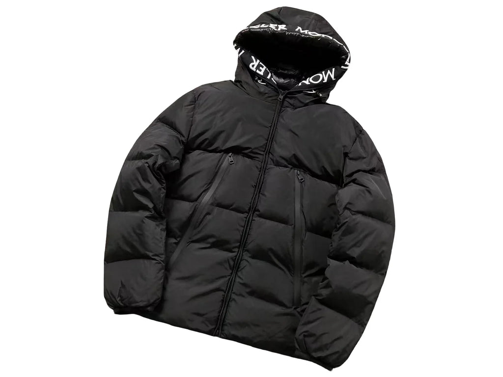Moncler Black Logo Hood Oversized Puffer Down Jacket