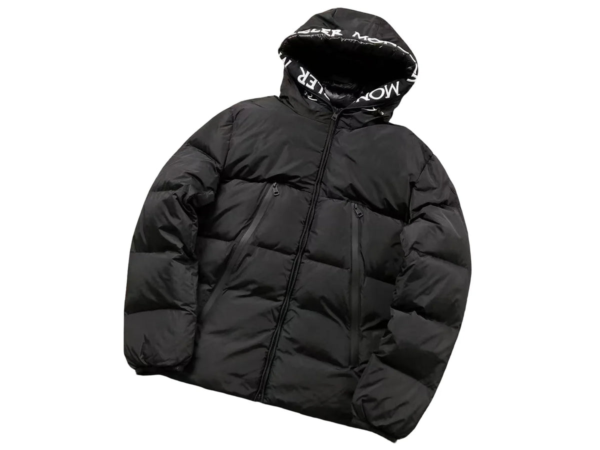 Moncler Black Logo Hood Oversized Puffer Down Jacket