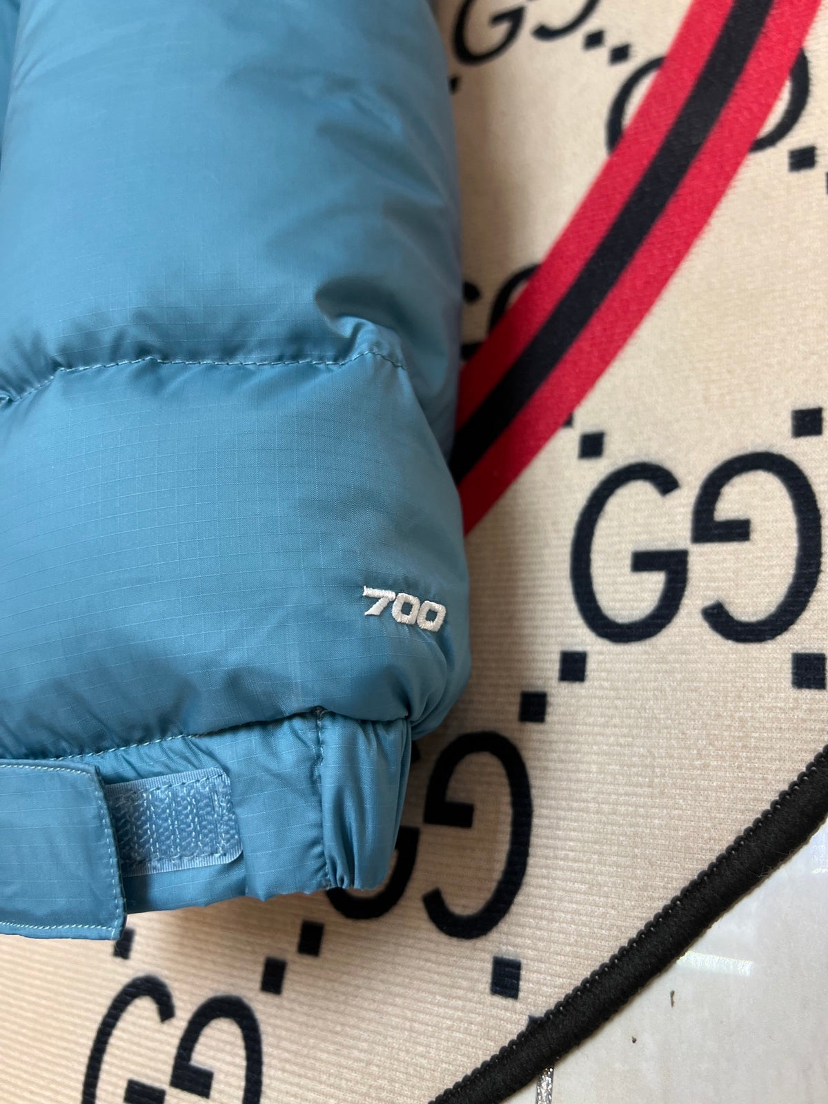 The North Face Nuptse 700 Down Jacket Steel Blue Navy Colourblock