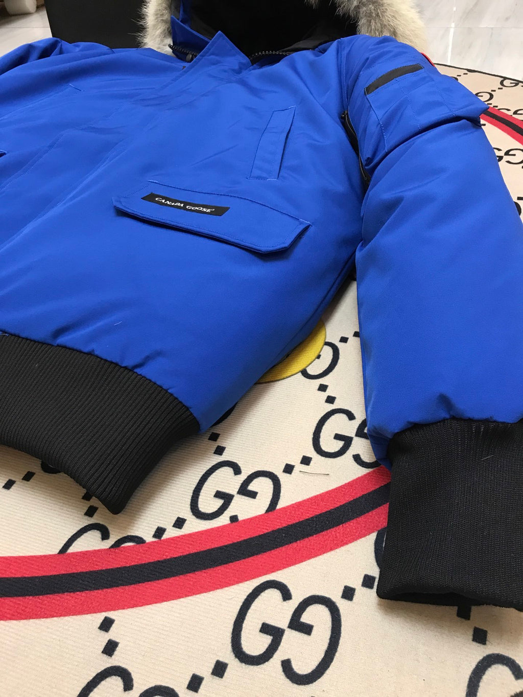 Canada Goose Chilliwack Bomber Down Jacket Royal Blue Fur Hood