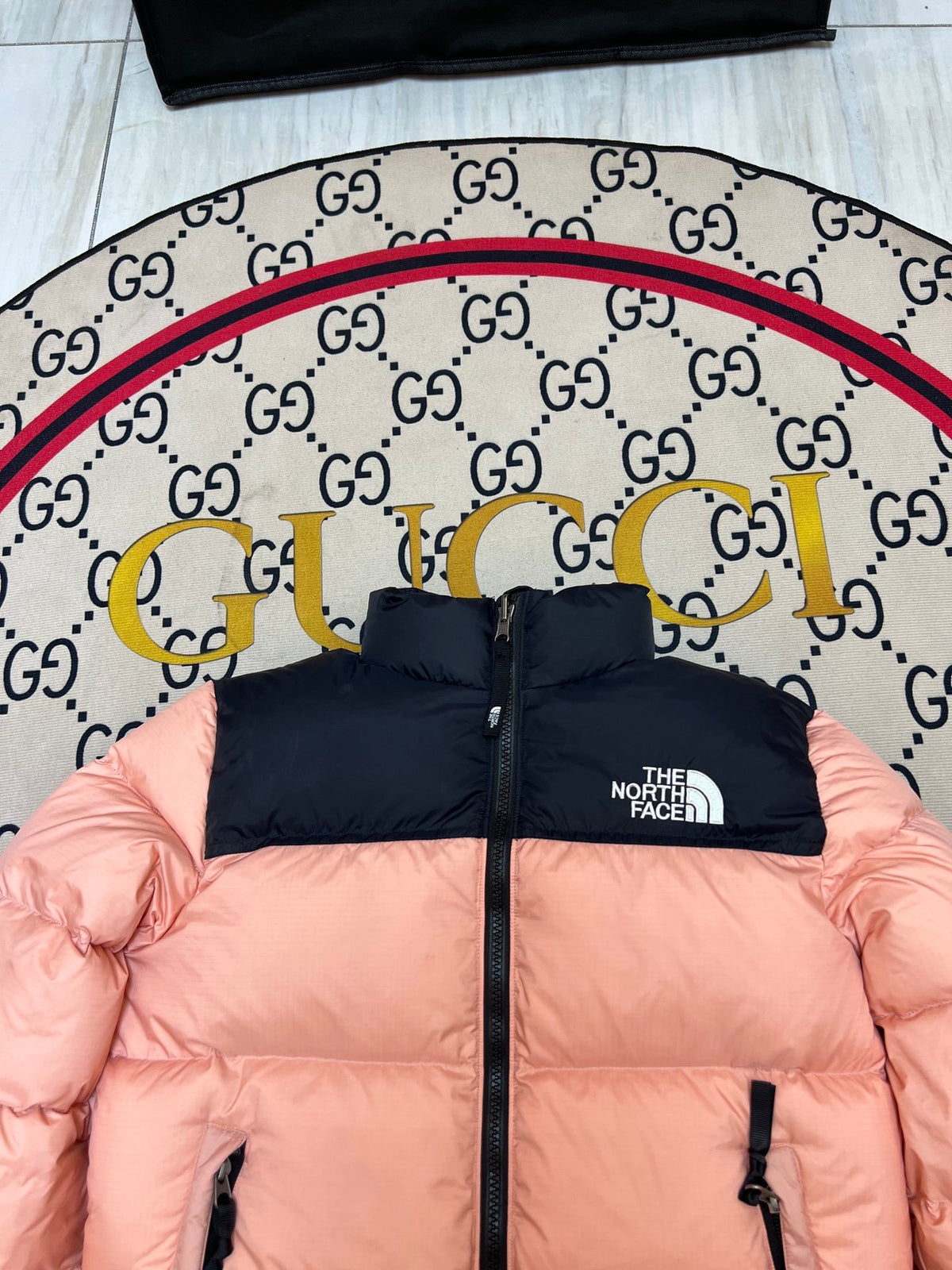 The North Face Nuptse Down Jacket Pink Black Colourblock