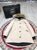 Canada Goose Rossclair Parka Down Coat Cream White Fur Hood